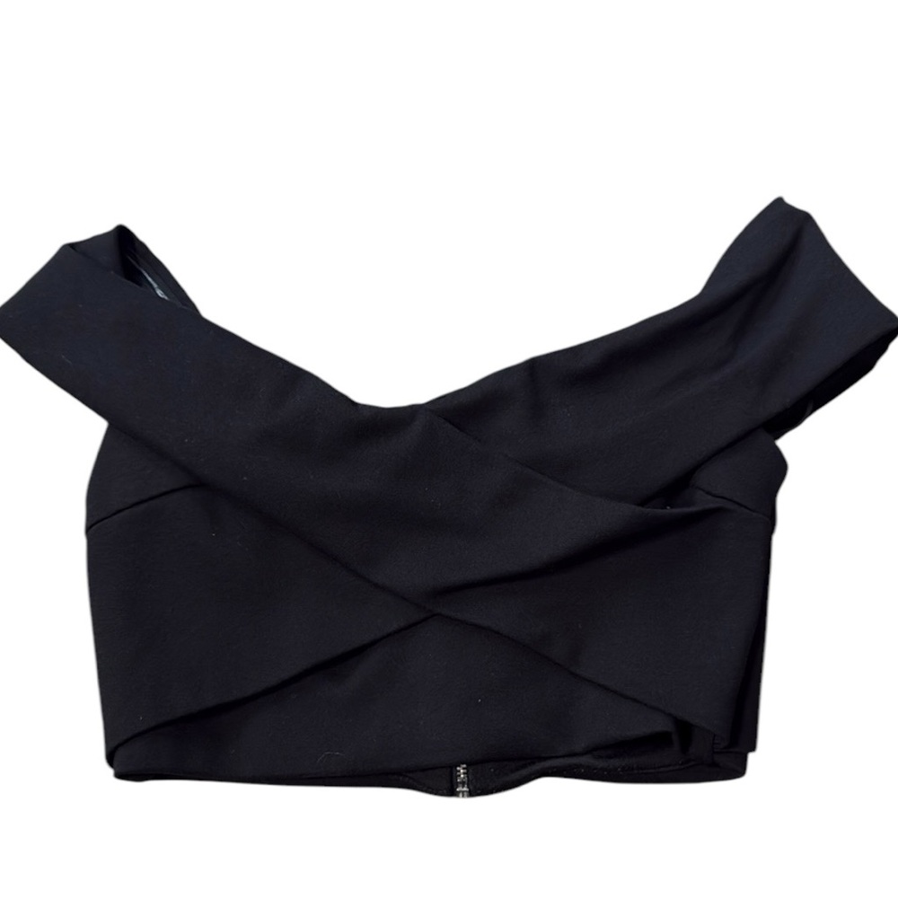 Harper + Lemon off the shoulder crop‎ top black XS